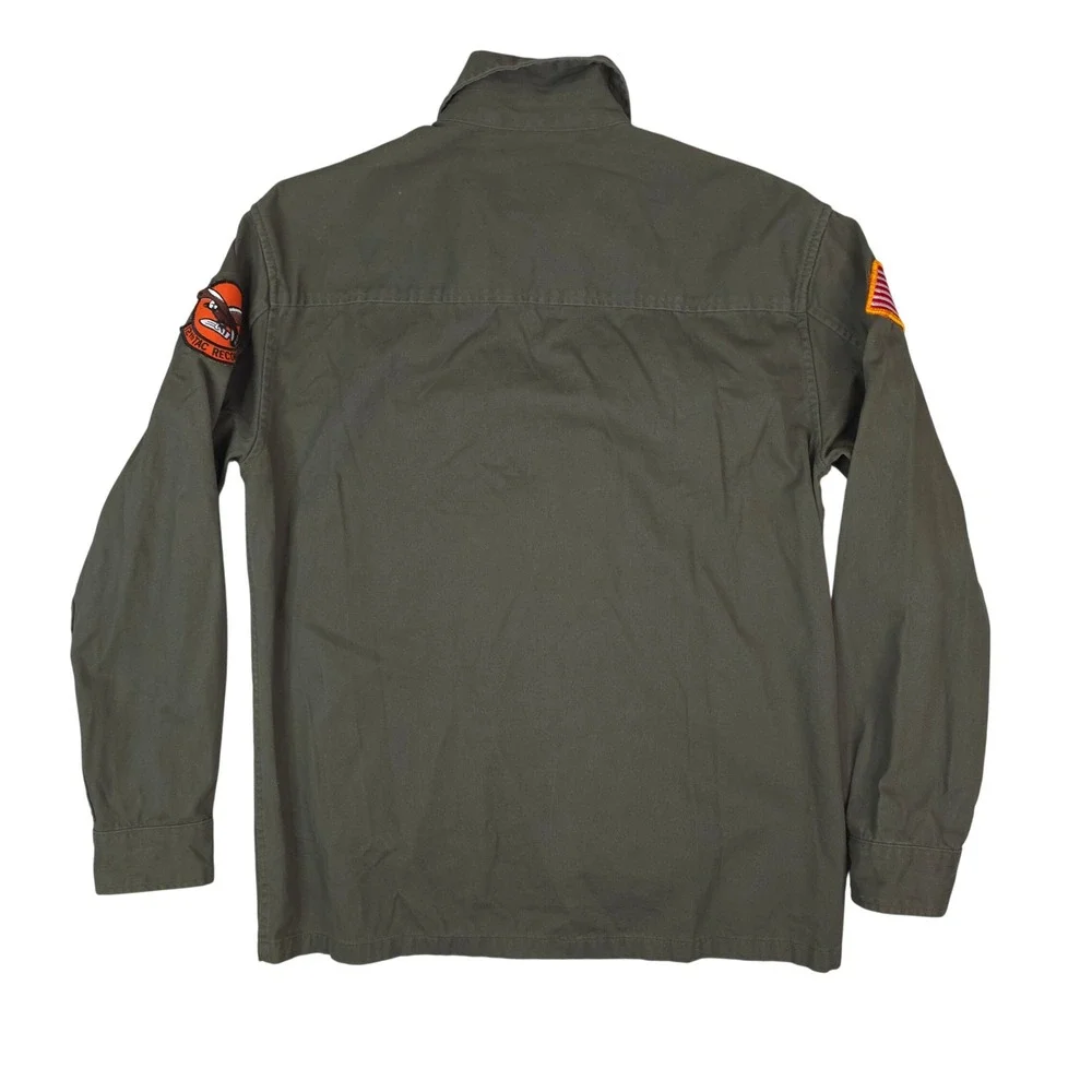 Original Use Military Field Jacket Mens S Army Green‎ Zip Utility Patched Shirt